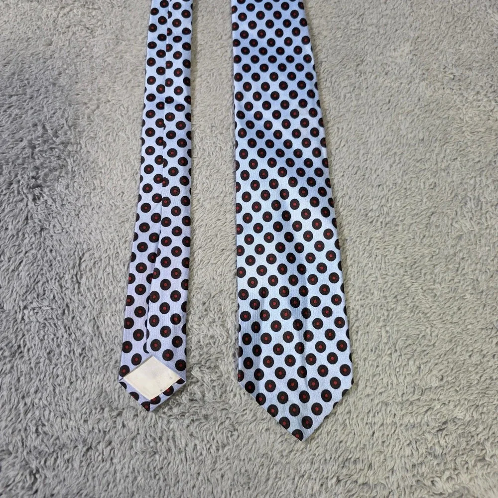 Berkley Mens One Size Necktie Light Blue Polka Dot Geometric‎ Silk Blend Classic